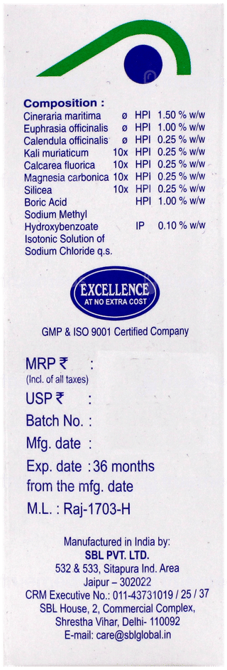 Sbl Cineraria Maritima Euphrasia Eye Drops 10Ml
